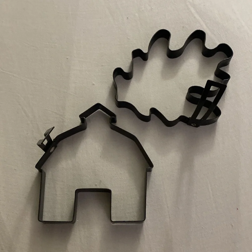 Williams Sonoma Christmas Pancake 4 Mold Nonstick Leaf & House EUC